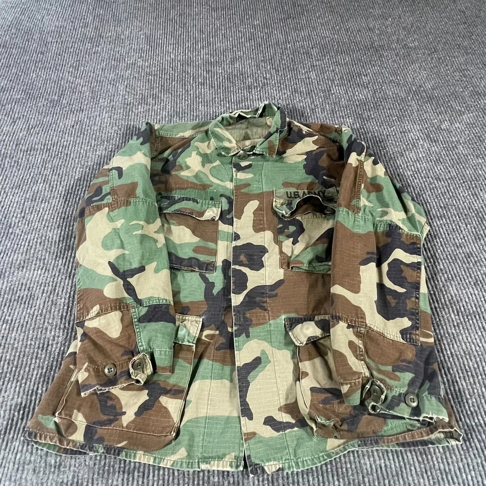 VTG US Army Shirt Mens M Green Camo Button Up OD Subdued 3rd Sustainment Command